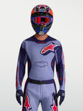 Alpinestars Racer Air Hunt, jersey de malla para motocross, morado y rosa flúor, transpirable, ajuste de competición, usado por modelo