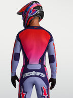 Alpinestars Racer Air Hunt, jersey de motocross para hombre, morado y rosa fluo, malla transpirable, vista trasera