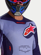 Alpinestars Racer Air Hunt, jersey de motocross en morado y violeta claro, malla transpirable para carreras en clima cálido.