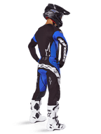 Alpinestars Conjunto Techstar Dreem 2025 y Camiseta, equipo de motocross negro y azul para hombre, vista trasera.