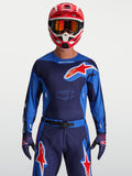 Alpinestars Jersey Racer Hunt, jersey de motocross para hombre en azul y rojo, con ajuste ergonómico y tejido transpirable.