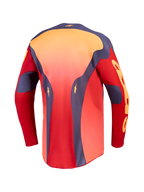 Alpinestars Racer Hunt, jersey de motocross para hombre, rojo y gris, vista trasera con dobladillo trasero alargado