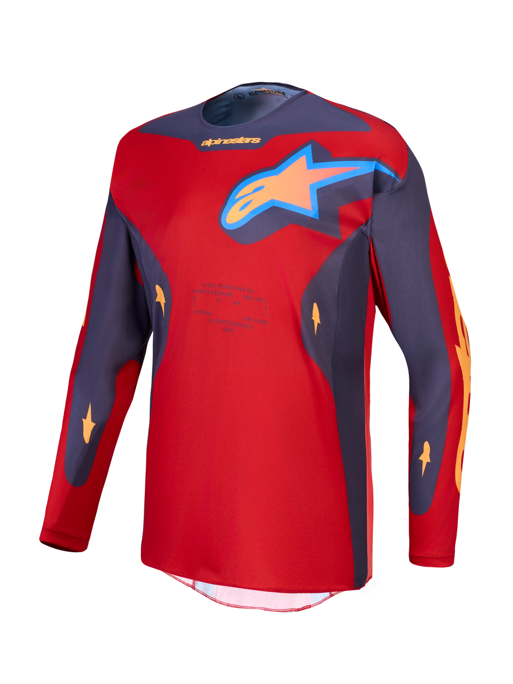 Alpinestars Racer Hunt, jersey de motocross para hombre, rojo y gris, tejido técnico transpirable con logotipo de estrella