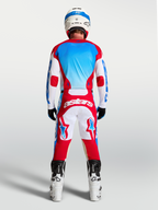Alpinestars jersey Racer Hunt, jersey de motocross para hombre, rojo, blanco y azul, polifabricado, vista trasera en modelo