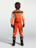 Alpinestars Racer Amber jersey y Gear Set, equipo de motocross naranja y blanco con ajuste de carrera transpirable.