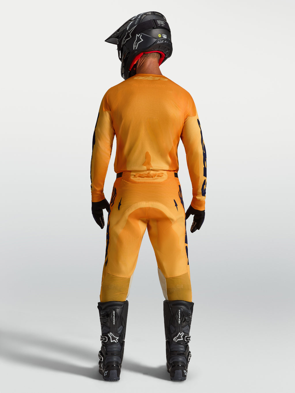Alpinestars Racer Amber, jersey y conjunto de motocross 2027 para hombre, naranja y azul profundo, vista trasera