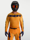 Alpinestars Racer Amber, jersey de motocross para hombre, naranja y azul oscuro, en politejido transpirable para off-road