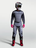 Alpinestars Racer Amber 2027, jersey y equipación de motocross para hombre, gris y negro con detalles en rosa, para off-road.