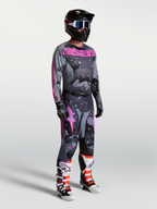 Alpinestars Racer Lone, pantalones y jersey de motocross para hombre, gris camuflaje y morado, conjunto de carreras off-road con diseño ergonómico y materiales técnicos
