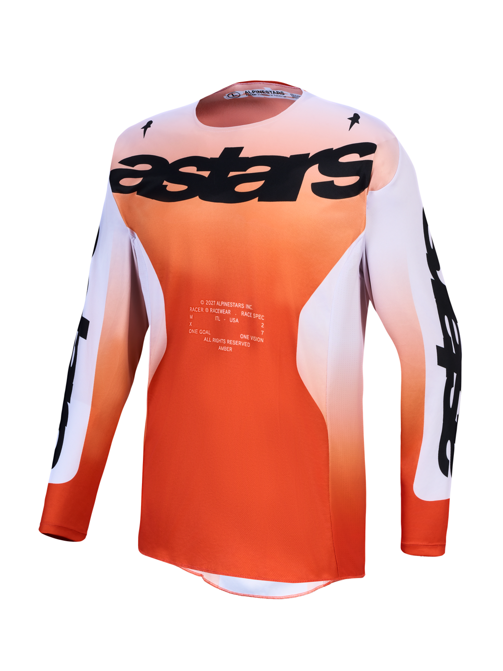 Alpinestars jersey Racer Amber 2027, de motocross para hombre, rojo cardinal y lila claro, transpirable con ajuste race fit