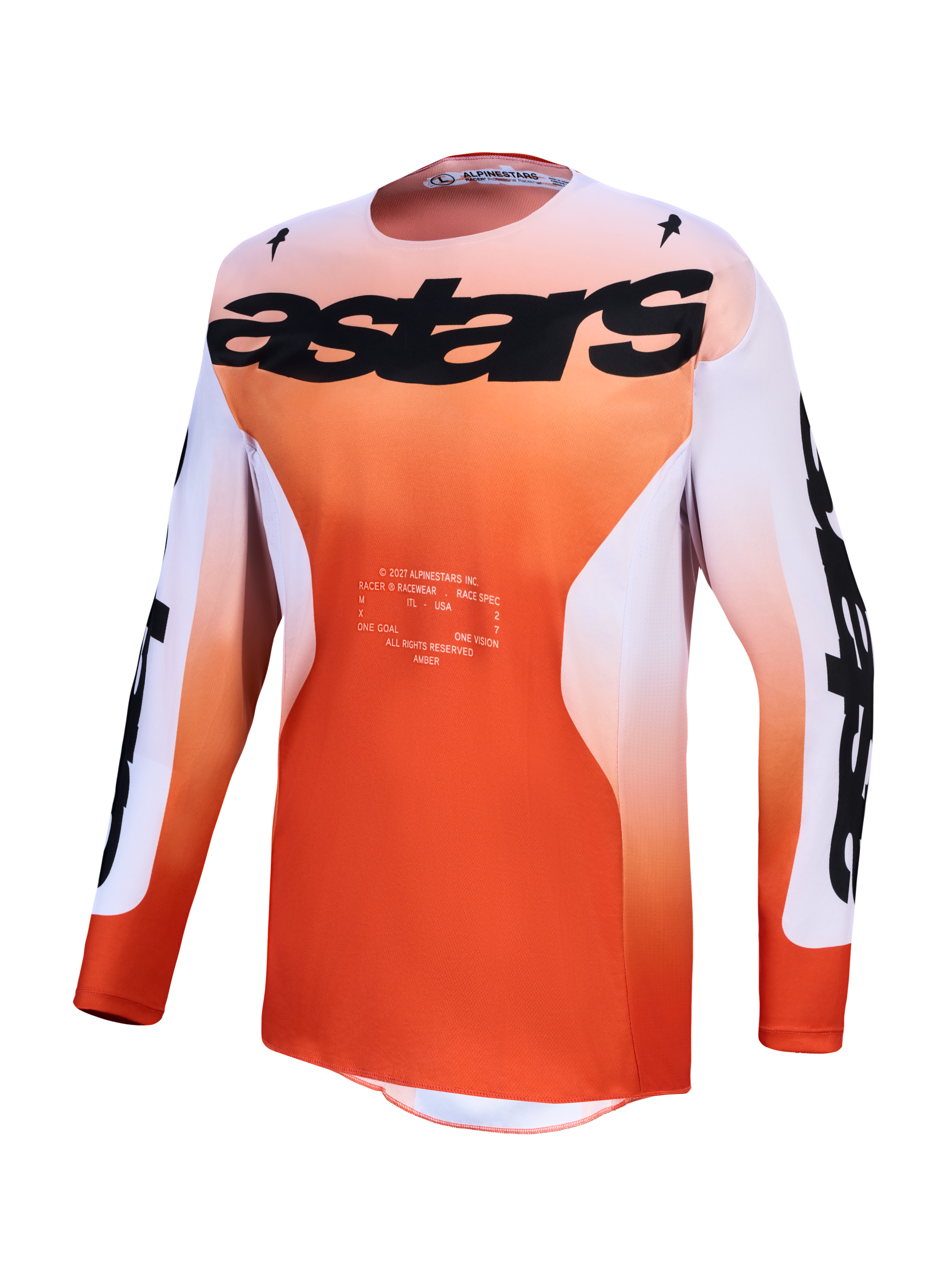 Alpinestars jersey Racer Amber 2027, de motocross para hombre, rojo cardinal y lila claro, transpirable con ajuste race fit