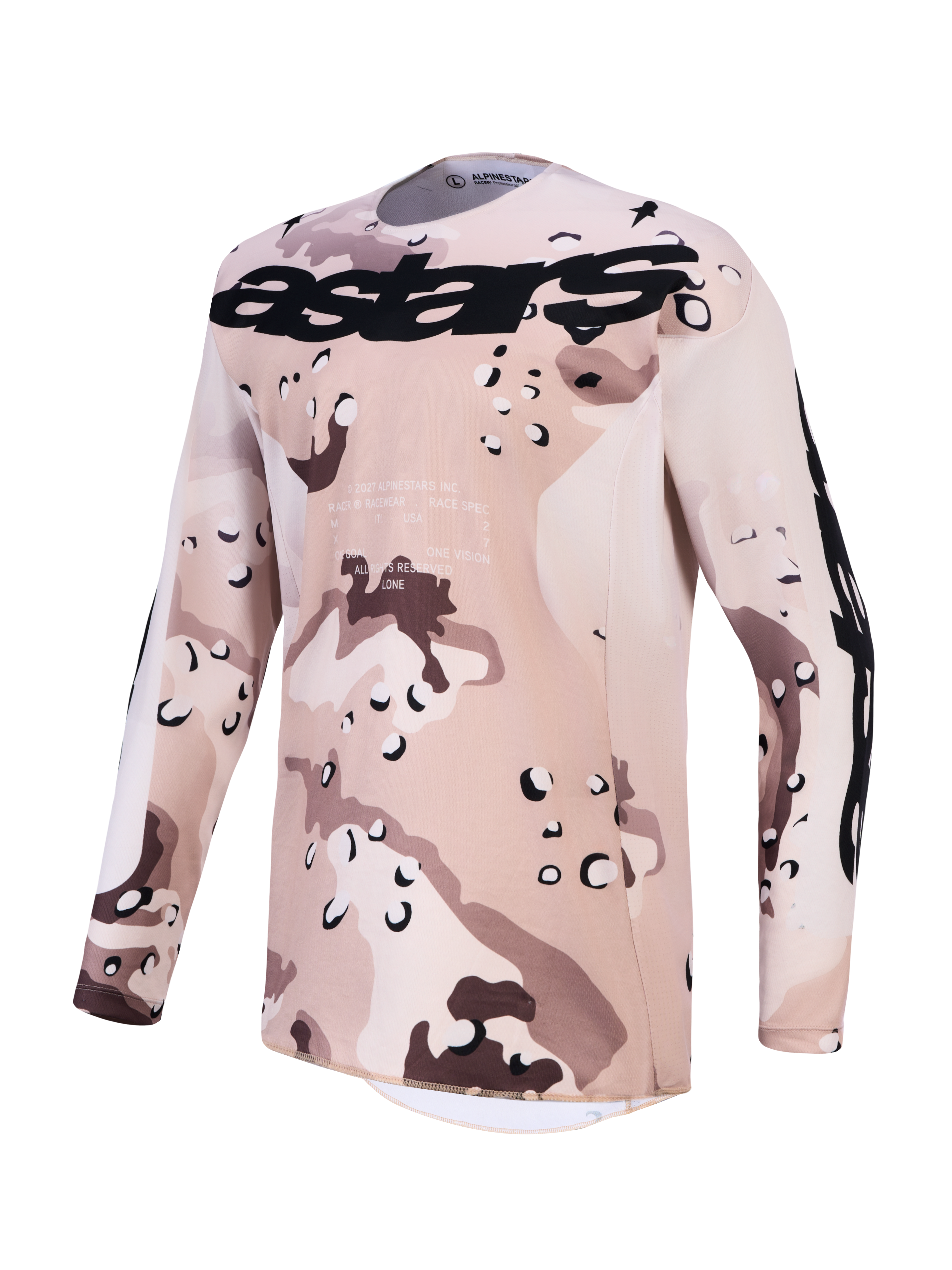 Alpinestars Racer Lone, jersey de motocross para hombre, camuflaje desierto y negro, polifabricado que absorbe la humedad