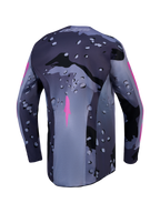 Alpinestars Racer Lone, jersey de motocross para hombre, camuflaje gris y morado, vista posterior, polifabricado transpirable