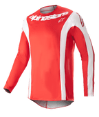 Alpinestars Techstar Arch Jersey 2023, jersey de motocross, rojo Mars y blanco, logotipo de Alpinestars blanco en el pecho, tejido deportivo perforado, manga larga con detalles blancos, diseño deportivo para carreras off-road