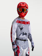 Jersey Alpinestars Racer Air Lone, motocross para hombre, gris camuflaje y rojo, malla transpirable para clima cálido
