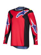 Alpinestars 2026 Fluid Grid Jersey, Motocross Jersey, Red Black and Purple, featuring large purple Astars logos on the chest and sleeves, black side panels, and white Alpinestars branding on the collar, performance polyfabric construction.