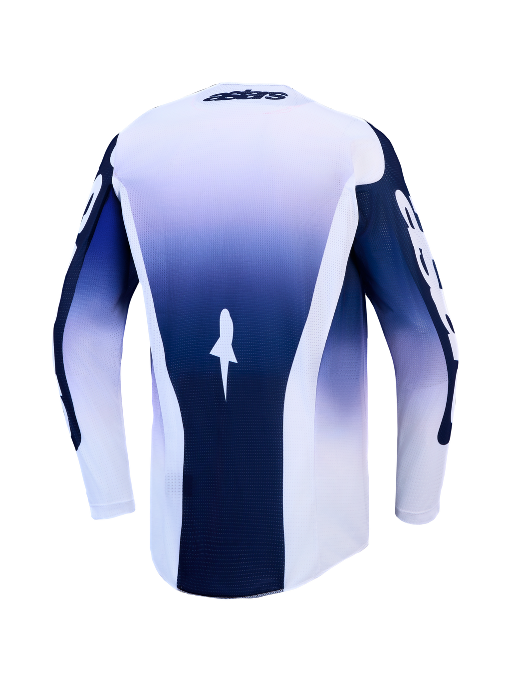 Alpinestars Racer Air Amber Jersey, jersey de motocross con degradado azul y blanco, malla ligera ventilada, vista trasera