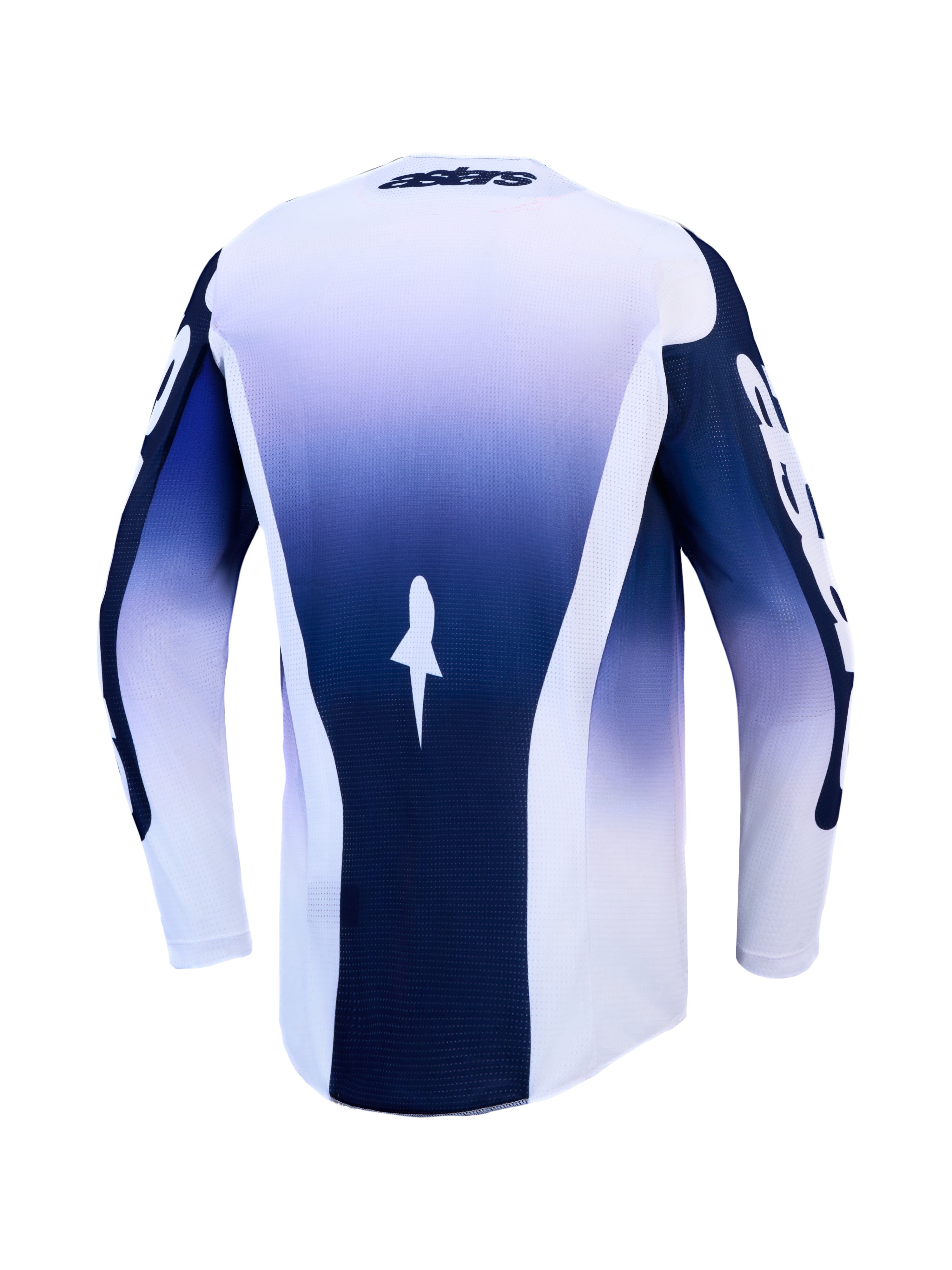 Alpinestars Racer Air Amber Jersey, jersey de motocross con degradado azul y blanco, malla ligera ventilada, vista trasera
