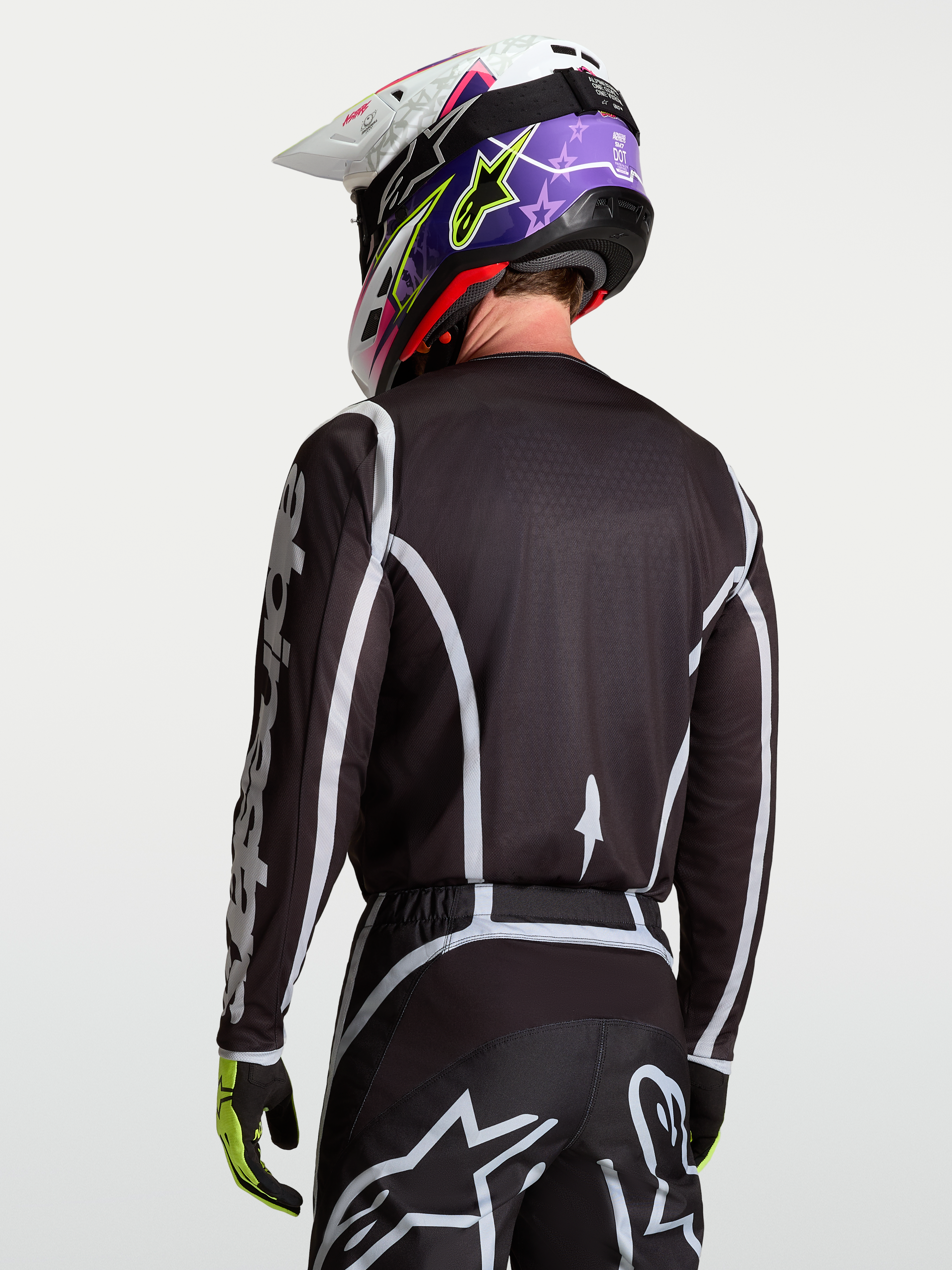 Alpinestars Jersey Fluid Apex V2, jersey de motocross para hombre, negro y plateado, diseño ergonómico de polifabricado