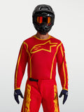 Jersey Alpinestars Fluid Apex V2 de motocross para hombre, rojo y dorado, tejido transpirable para rendimiento off-road