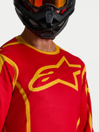 Alpinestars Fluid Apex V2, jersey de motocross para hombre, rojo y dorado, con logotipo de estrella grande en el pecho