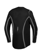 Alpinestars Fluid Apex V2 Jersey, Men's Motocross Jersey, Black and Silver, Moisture-Wicking Polyfabric, Extended Rear Cut