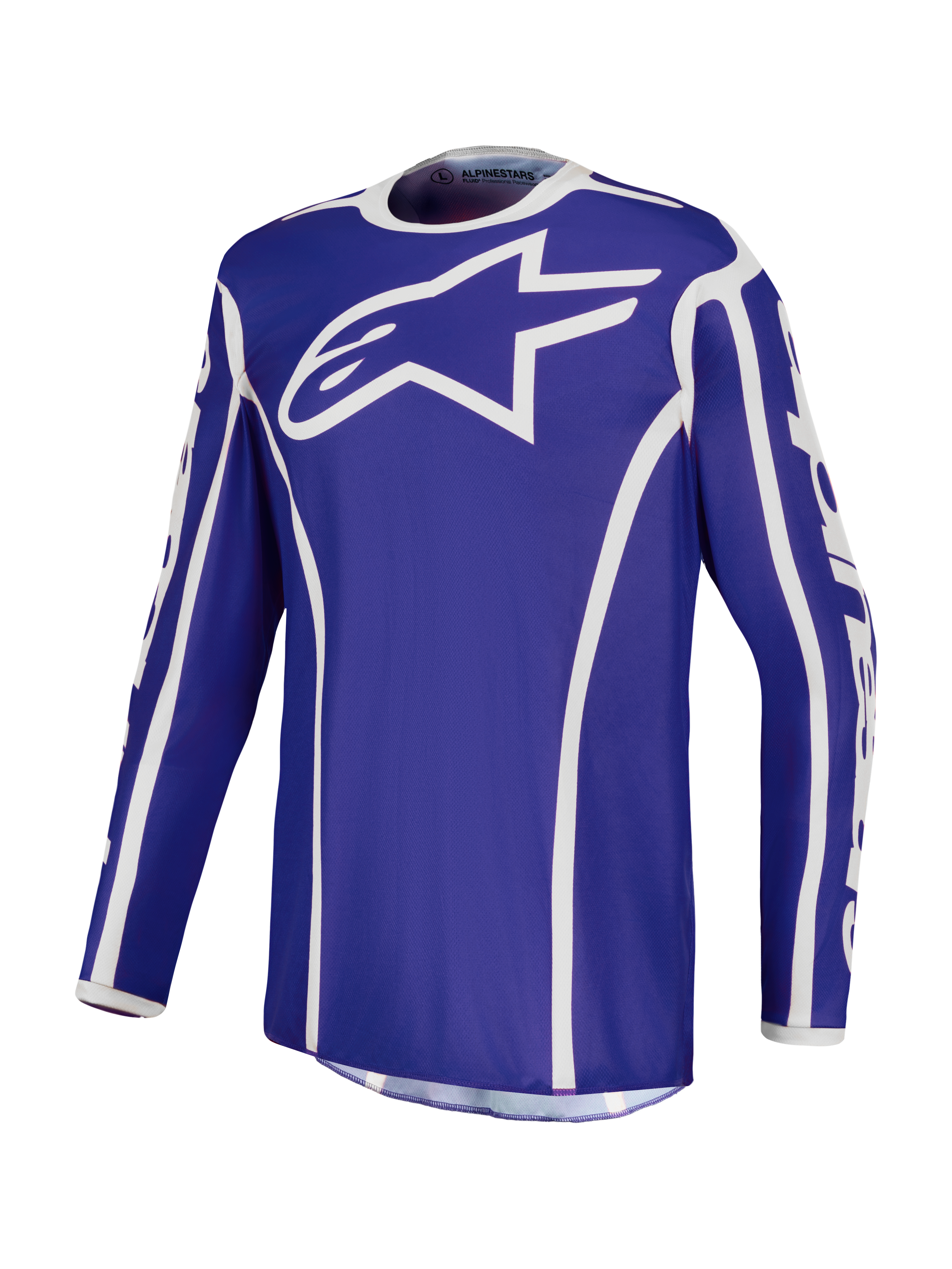 Alpinestars Jersey Fluid Apex V2, jersey de motocross para hombre azul y blanco, politejido que absorbe la humedad