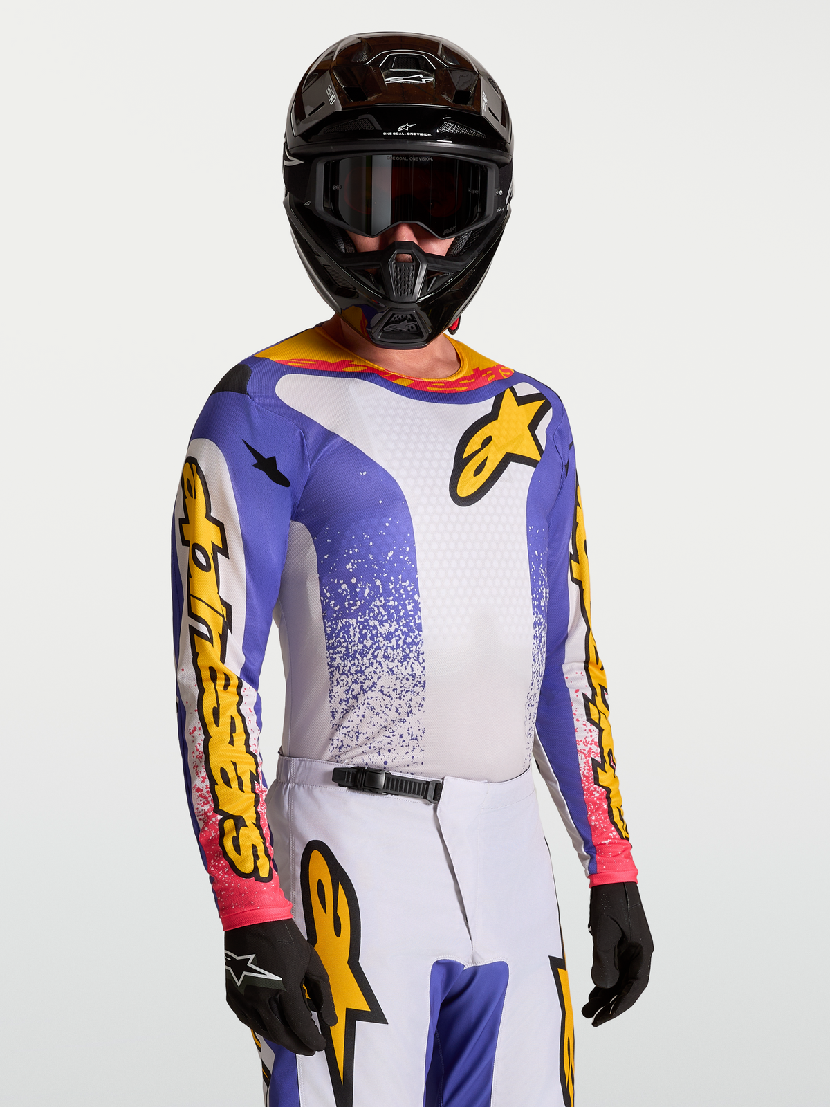 Alpinestars Fluid Drag, jersey de motocross para hombre, azul y amarillo, tejido transpirable para rendimiento off-road