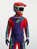 Alpinestars Jersey Fluid Drag, jersey de motocross para hombre, azul marino y rojo fuego, polifabricado transpirable para rendimiento en off-road, diseño ergonómico para mayor movilidad
