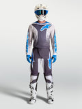 Alpinestars Fluid Drag Gear Set 2027, conjunto de motocross en gris y azul, jersey y pantalones técnicos para off-road