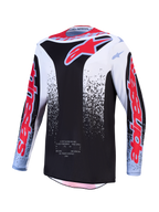 Alpinestars Jersey Fluid Drag, jersey de motocross para hombre, negro, blanco y rojo flúor, con tejido transpirable