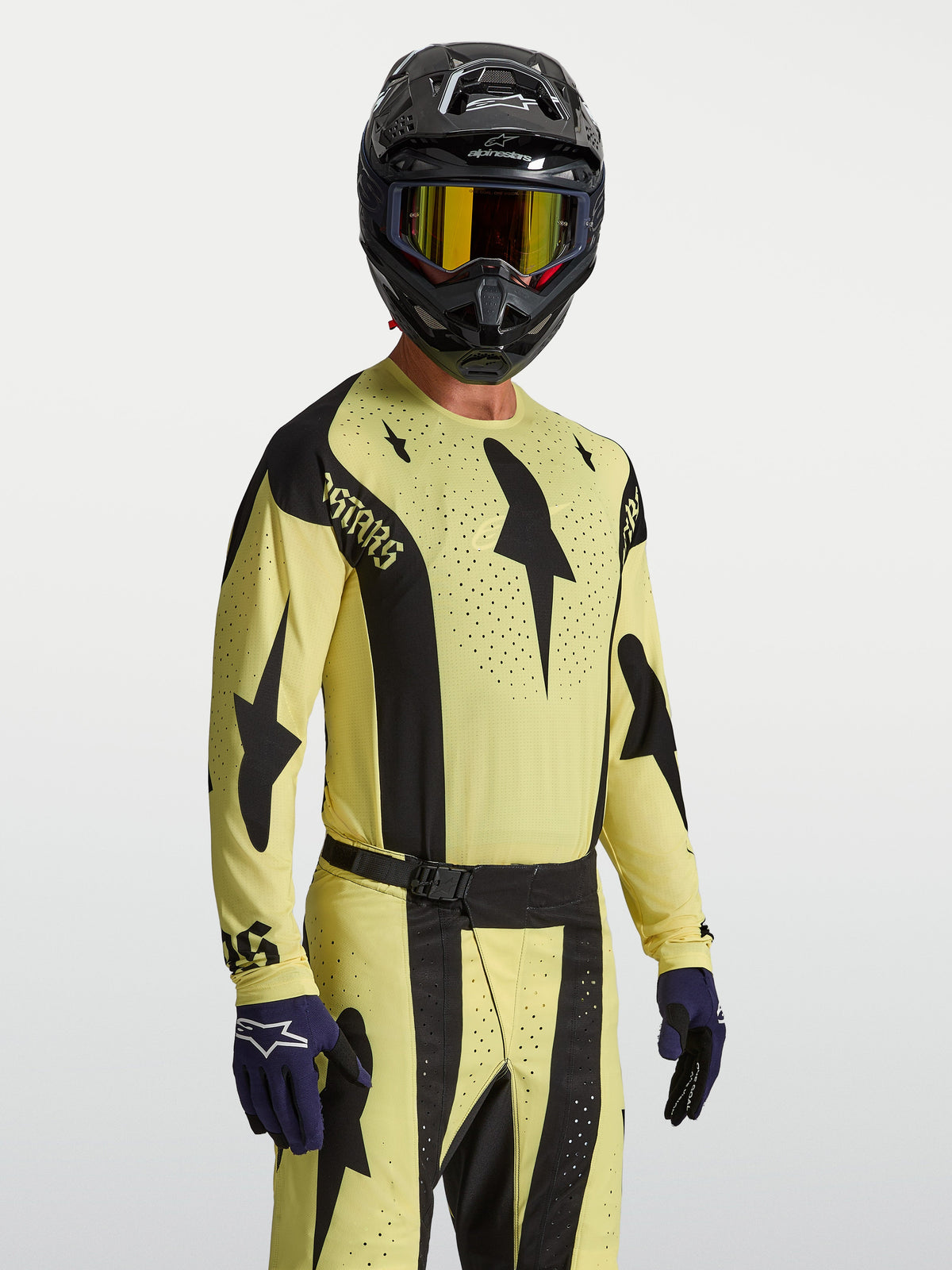Alpinestars Techstar Atrox, jersey de motocross para hombre, amarillo y negro, perforaciones láser y ajuste atlético