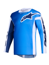 Alpinestars 2026 Racer Air Portl Jersey, Motocross Jersey, Ucla Blue and White, featuring a large dark blue Astars logo on the chest, white side panels, and lightweight mesh texture for high airflow