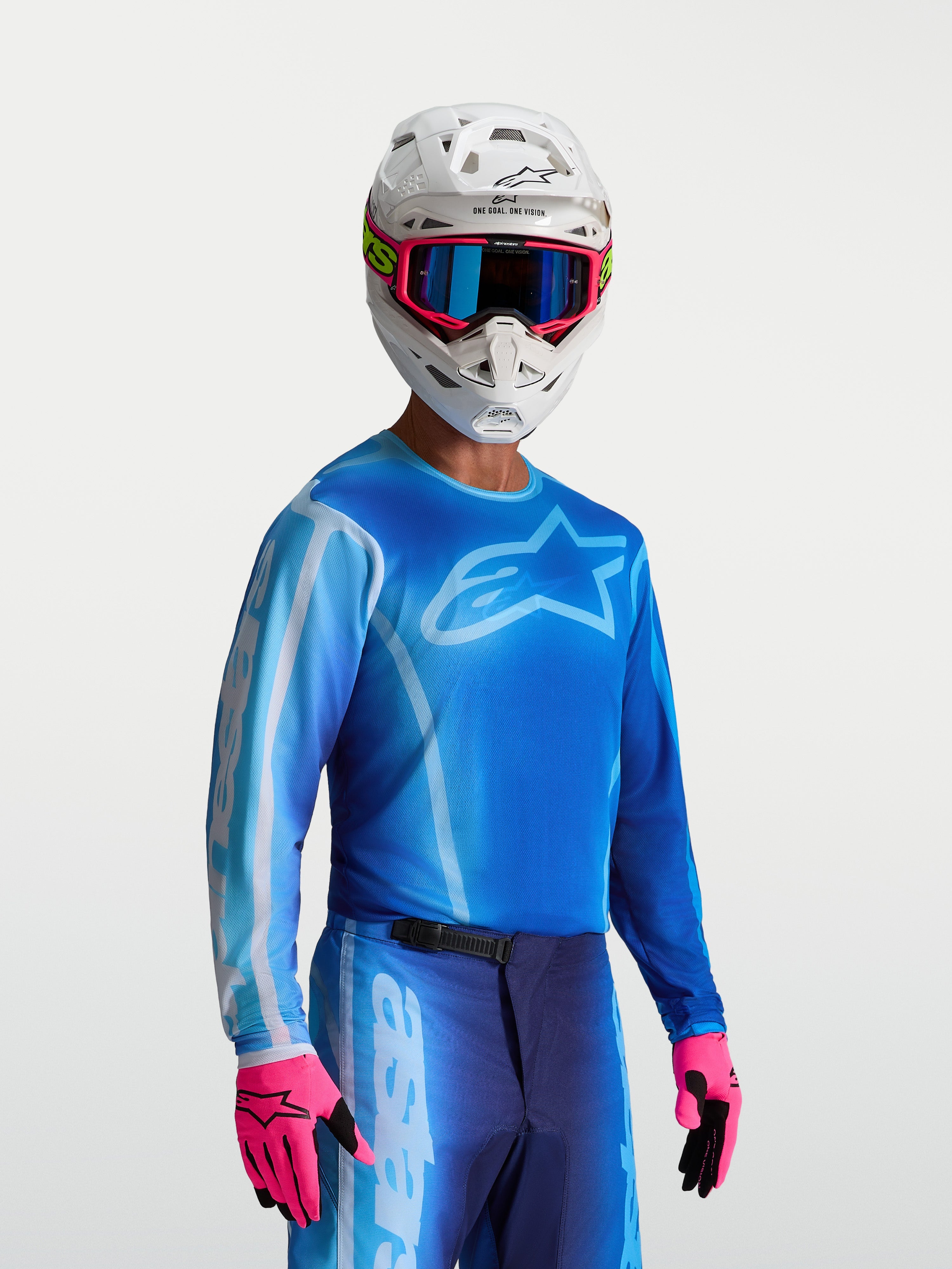 Jersey Alpinestars Fluid Kepler, jersey de motocross para hombre, azul claro y azul oscuro, tejido técnico transpirable para off-road