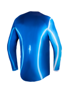 Alpinestars Fluid Kepler 2027, jersey de motocross para hombre, azul y blanco, polifabricado transpirable, vista trasera