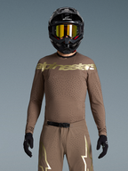 Alpinestars conjunto Supertech Air Gold edición limitada, kit de motocross de hombre, marrón y dorado con ventilación láser.