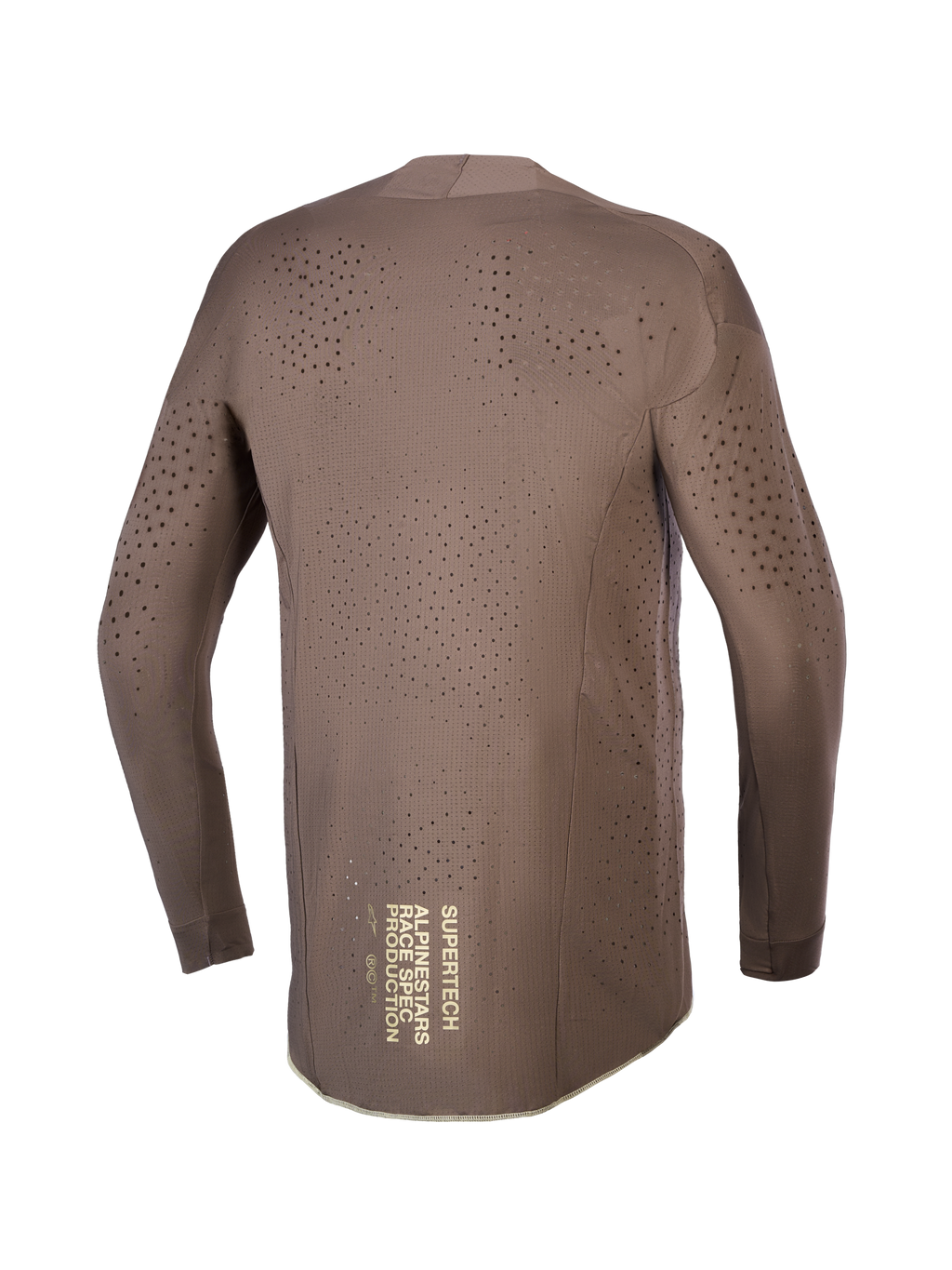 Alpinestars Camiseta Supertech Air Gold Edición Limitada, jersey de motocross para hombre, marrón con gráfico dorado en la espalda, ventilación láser y malla ultraligera