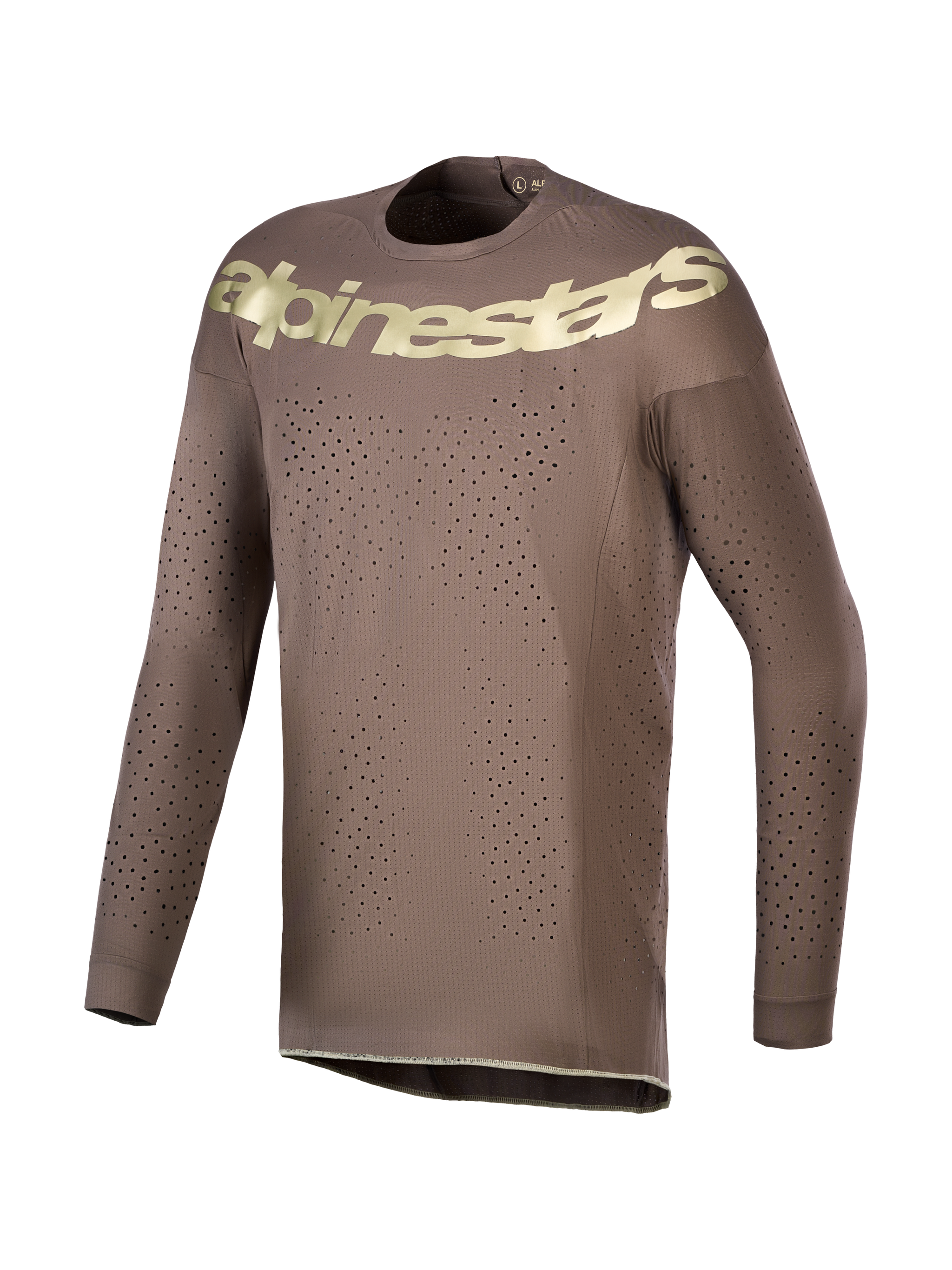 Camiseta Alpinestars Supertech Air Gold Edición Limitada, para motocross, marrón y dorado, con ventilación láser