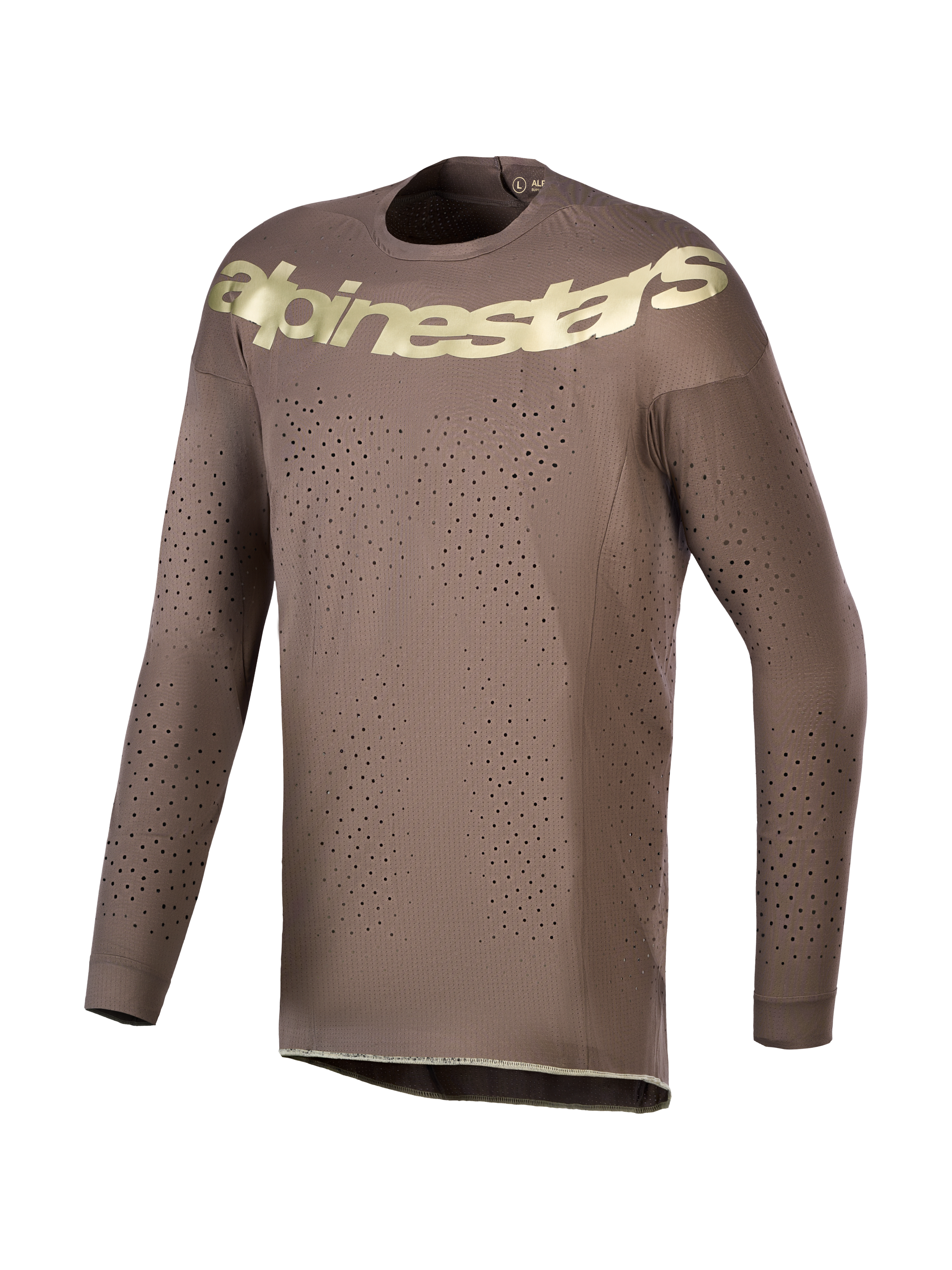 Camiseta Alpinestars Supertech Air Gold Edición Limitada, para motocross, marrón y dorado, con ventilación láser