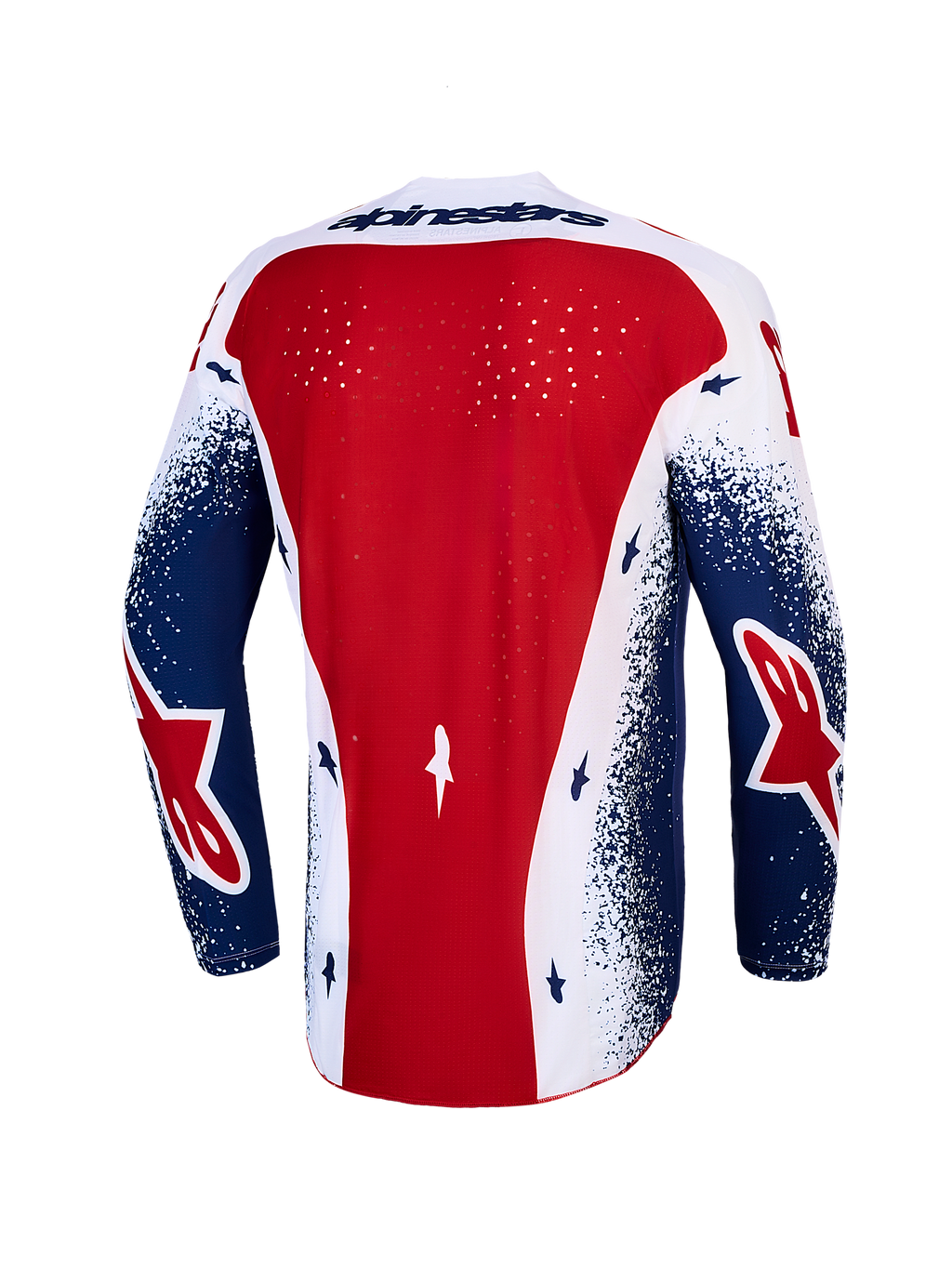 Alpinestars Techstar Unity, jersey de motocross para hombre, rojo, blanco y azul, edición limitada con ventilación láser trasera