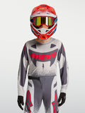 Alpinestars Youth Supertech Swan, jersey y conjunto de motocross juvenil, gris y rojo fluo, malla elástica transpirable.