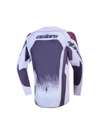 Alpinestars Youth Supertech Swan Jersey, jersey de motocross juvenil, vista trasera, blanco y gris, confeccionado en malla elástica transpirable para alto rendimiento