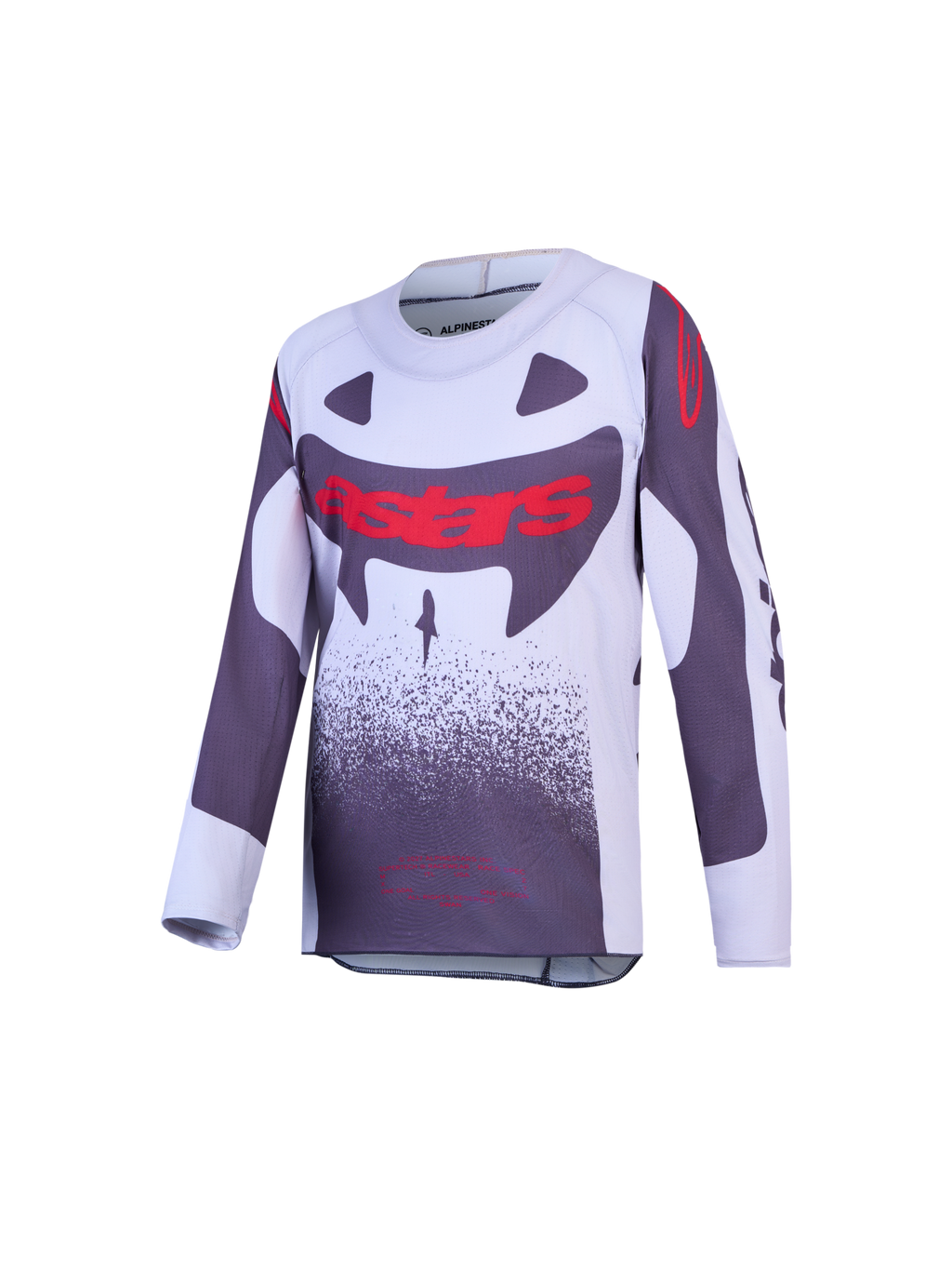 Alpinestars Youth Supertech Swan, jersey de motocross juvenil, gris y blanco con gráficos rojos, de malla elástica ligera.