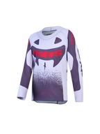 Alpinestars Youth Supertech Swan, jersey de motocross juvenil, gris y blanco con gráficos rojos, de malla elástica ligera.