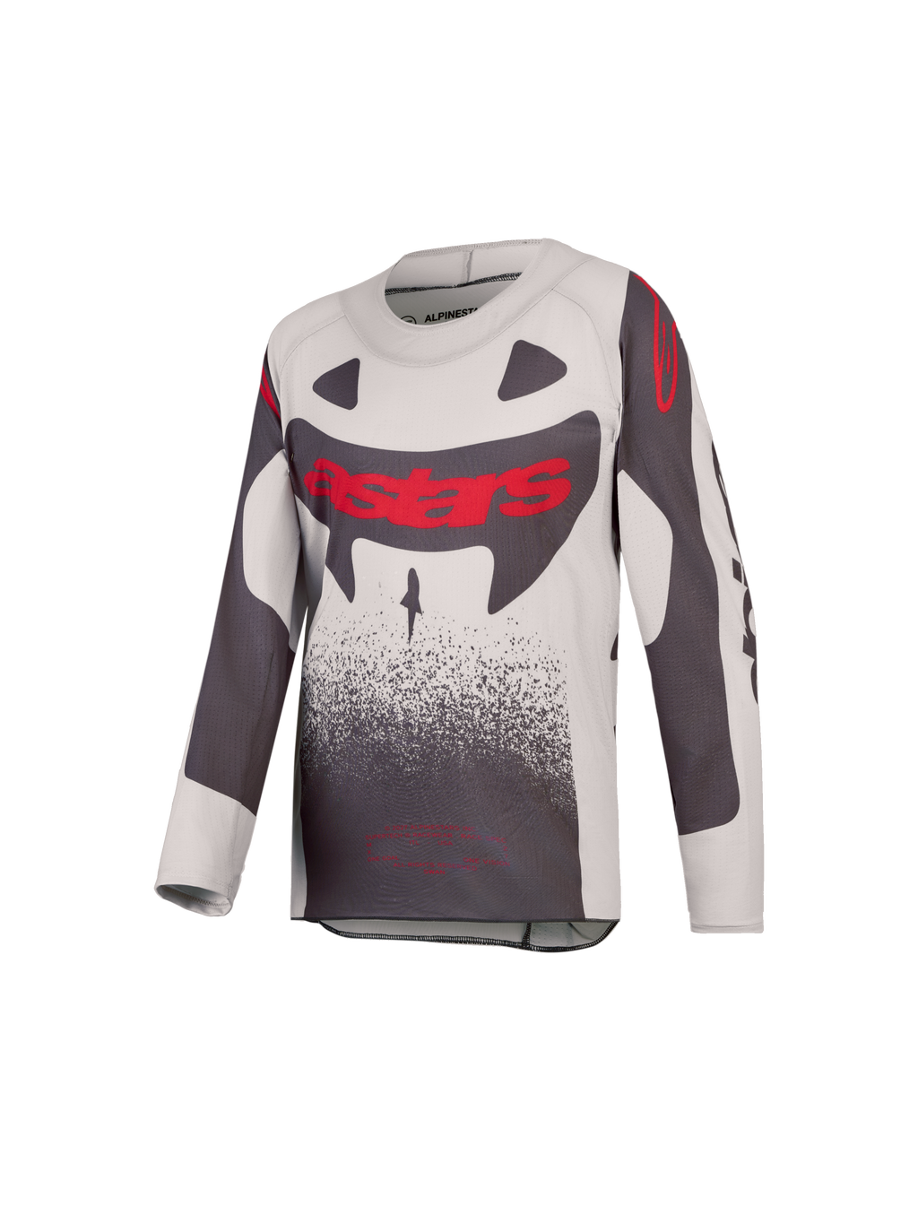 Jersey Supertech Swan Juvenil 2027 de Alpinestars, motocross, gris y rojo flúor, malla elástica ventilada ligera