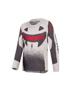 Jersey Supertech Swan Juvenil 2027 de Alpinestars, motocross, gris y rojo flúor, malla elástica ventilada ligera
