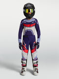 Alpinestars Supertech Dyna Juvenil 2027, conjunto de motocross para niños, morado y blanco, con casco y botas