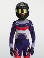 Alpinestars jersey Supertech Dyna juvenil, jersey de motocross morado y gris con ajuste de competición y malla transpirable