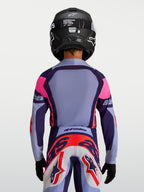 Alpinestars Supertech Dyna, jersey de motocross juvenil, morado y rosa, ajuste de competición, vista trasera