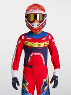 Jersey Alpinestars Supertech Dyna juvenil 2027, equipo de motocross rojo y azul marino con malla elástica transpirable